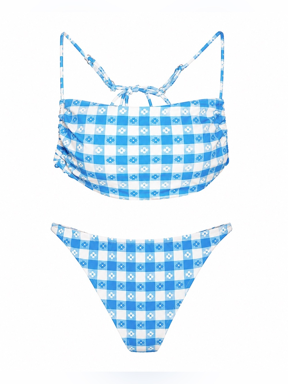 NWT! Urban Outfitters Women’s Blue Gingham Floral Bikini Set. Size: Medium